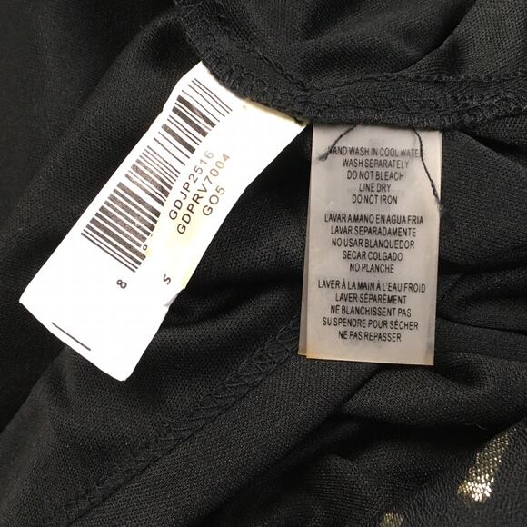 Guess Dress Black Gold Foil Taffeta High Low Hem Formal Women's 2 NEW small flaw - Picture 8 of 14